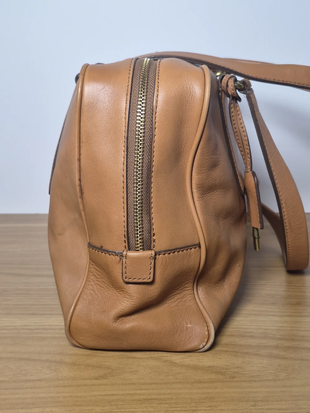 Fossil Maddox Leather Satchel Cognac Brown Shoulder Bag Doctor Bag Handbag - Picture 4 of 14
